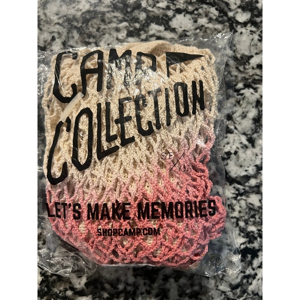 Camp Collection Ombre Mesh Market Bag Pink Cream Dip Dye Tote CMP-HO-001-111 - Picture 8 of 9